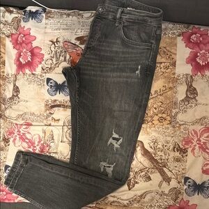 Zara Gray Slim Jeans with Distressed Detailing perfect condition